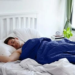 Gravity Blanket Cooling Weighted Blanket For Adults, 20 Lbs Navy 48"x72" Twin/Throw, Original Weighted Blanket For Sleep, Cotton Made Blanket With Washable Microfiber Duvet Cover & Zipper Fastening 20 Gravity Blanket Cooling Weighted Blanket For Adults, 20 Lbs Navy 48"x72" Twin/Throw, Original Weighted Blanket For Sleep, Cotton Made Blanket With Washable Microfiber Duvet Cover & Zipper Fastening -Electric Blankets Sales Store 51AmRQAKfsL