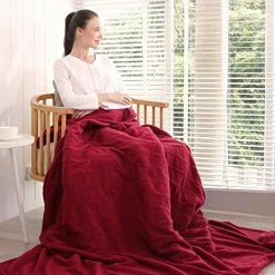 NB N/B Electric Heated Blanket Polar Fleece Full Size 77 Inches X 84 Inches Extra-Warm Lightweight Cozy Luxury Bed Blanket Machine Washable With 4 Heating Levels Auto-Off Machine Washable, HB-FMX-YL-RE -Electric Blankets Sales Store 51BXndC381L