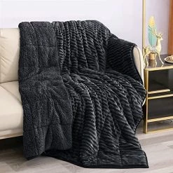 Uttermara Sherpa Fleece Weighted Blanket For Adults, 15lbs Striped Fuzzy Bed Blanket, Ultra Cozy Sherpa And Super Soft Flannel Throw Twin Full Size Blanket For Sofa Bed, 48 X 72 Inches, Avocado Green -Electric Blankets Sales Store 51Bb7C7X48L. AC