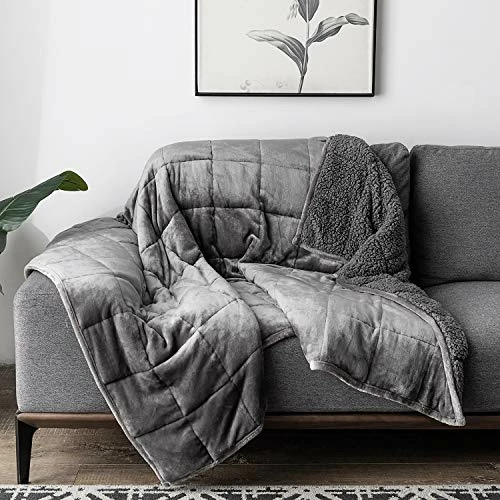 Wemore Sherpa Fleece Weighted Blanket For Adult, 15 Lbs Dual Sided Cozy Fluffy Heavy Blanket, Ultra Fuzzy Throw Blanket With Soft Plush Flannel Top, 60 X 80 Inches Grey On Both Sides 6 Wemore Sherpa Fleece Weighted Blanket For Adult, 15 Lbs Dual Sided Cozy Fluffy Heavy Blanket, Ultra Fuzzy Throw Blanket With Soft Plush Flannel Top, 60 X 80 Inches Grey On Both Sides - Image 4