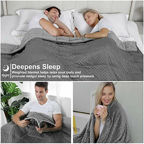 Double Couple Sherpa Fleece Weighted Blanket For Adult 15 Lbs 48"x72" Twin Size 110-180 Lbs Individuals Extra Fuzzy Throw Blanket Plush Heavy Blanket With Premium Glass Beads For Bed (48"x72" | 15 Lbs, Grey) 5 Double Couple Sherpa Fleece Weighted Blanket For Adult 15 Lbs 48"x72" Twin Size 110-180 Lbs Individuals Extra Fuzzy Throw Blanket Plush Heavy Blanket With Premium Glass Beads For Bed (48"x72" | 15 Lbs, Grey) - Image 3