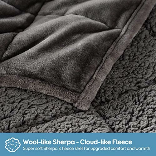 Topblan Sherpa Fleece Weighted Blanket 12lbs, Uniformed Color With Fuzzy Fleece And Shaggy Sherpa To Help With Better Sleep, 48x72 Inches, Grey 5 Topblan Sherpa Fleece Weighted Blanket 12lbs, Uniformed Color With Fuzzy Fleece And Shaggy Sherpa To Help With Better Sleep, 48x72 Inches, Grey - Image 3