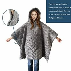 VEJESIME Weighted Blanket, Wearable Heavy Blanket 10lbs(57.4''x47.2'') Grey For Adult, Soft Material With Premium Glass Beads For Better Sleep -Electric Blankets Sales Store 51C1hOOwwHL