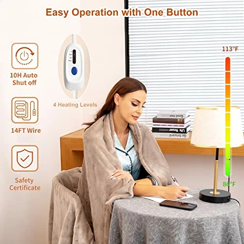MSDUNOVR Heated Blanket Full Size 72"X84", Soft Electric Blanket With 4 Heating Levels, ETL&FCC Certification, Over-Heat Protection, Machine Washable, For Home Office Use(Brown) Light Blue (72'' X 84'') 4 MSDUNOVR Heated Blanket Full Size 72"X84", Soft Electric Blanket With 4 Heating Levels, ETL&FCC Certification, Over-Heat Protection, Machine Washable, For Home Office Use(Brown) Light Blue (72'' X 84'') - Image 2
