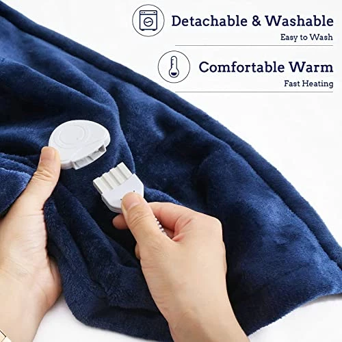 ZonLi Heated Blanket Electric Throw, Soft Fleece Electric Blanket -Whole Body, 4 Hour Auto Off & 3 Heating Levels, Fast Heating, ETL Certification, Machine Washable, Great Gift (50"×60", Blue) 6 ZonLi Heated Blanket Electric Throw, Soft Fleece Electric Blanket -Whole Body, 4 Hour Auto Off & 3 Heating Levels, Fast Heating, ETL Certification, Machine Washable, Great Gift (50"×60", Blue) - Image 4
