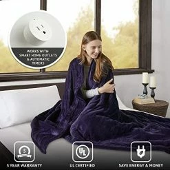 Beautyrest Reversible Microlight To Sherpa Electric Blanket, Auto Shut Off, Virtually Zero EMF, Multi Heat Setting, UL Certified, Machine Washable, Purple Queen (90 Inx84 In) -Electric Blankets Sales Store 51CLpzrZFVL