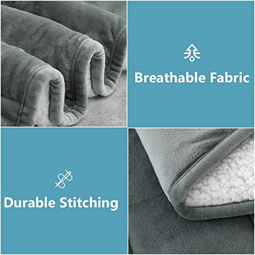 Syrinx Weighted Blanket Queen Size 15 Pounds For Adults 60"x80" With Warm Sherpa & Minky Fabric (Dark Grey,Comfortable Touch) Grey/white 7 Syrinx Weighted Blanket Queen Size 15 Pounds For Adults 60"x80" With Warm Sherpa & Minky Fabric (Dark Grey,Comfortable Touch) Grey/white - Image 5