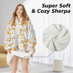 Homemate Wearable Blanket Hoodie, Cute And Funny Patterns Oversized Hoodie Sweatshirt Blanket For Adults Women Men，Cozy，Warm，Fuzzy Hoodie Blanket Leopard -Electric Blankets Sales Store 51Cr5fXNGaL
