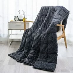 Sherpa Fleece Weighted Blanket 20 Pounds, Wemore Stripe Weighted Blankets For Adult, Dual Sided Soft And Plush Weighted Blanket, Bed Blanket Throw Twin Size 60"X 80" Inches Slate Blue 30 Sherpa Fleece Weighted Blanket 20 Pounds, Wemore Stripe Weighted Blankets For Adult, Dual Sided Soft And Plush Weighted Blanket, Bed Blanket Throw Twin Size 60"X 80" Inches Slate Blue -Electric Blankets Sales Store 51Cv1qz1iwL. AC