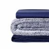 YnM Weighted Blanket And Duvet Covers — Hot And Cold Duvet Cover Set (3 Pieces) — (Teddy Bear Velvet Navy, 48''x78'' 18lbs), Suit For One Person(~170lb) Use On Twin/Full Bed