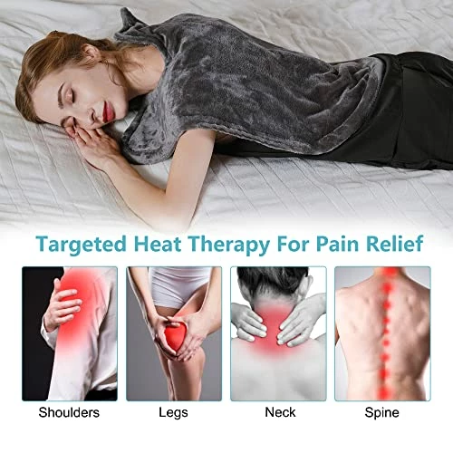 HEYNEMO Large Electric Heating Pad For Back Pain Relief And Cramps Relief,Electric Blanket Heat Wrap For Neck And Shoulders,3 Heat Settings 2 Auto-Off,25"x27" Ultra-Soft Heated Pad,Grey 8 HEYNEMO Large Electric Heating Pad For Back Pain Relief And Cramps Relief,Electric Blanket Heat Wrap For Neck And Shoulders,3 Heat Settings 2 Auto-Off,25"x27" Ultra-Soft Heated Pad,Grey - Image 6