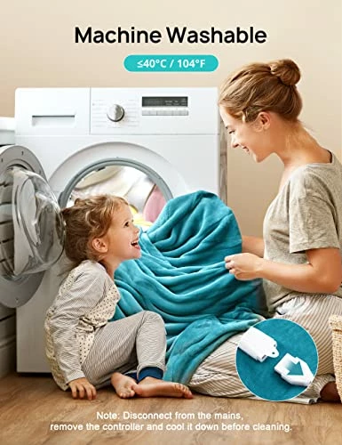 Evajoy Electric Heated Blanket Full Twin Size Heated Throw Blanket 72" X 84" Soft Flannel Fast Heating Blanket With 10 Heating Levels 1-12 Hours Timer Auto-Off Overheating Protection Machine Washable Navy Blue 6 Evajoy Electric Heated Blanket Full Twin Size Heated Throw Blanket 72" X 84" Soft Flannel Fast Heating Blanket With 10 Heating Levels 1-12 Hours Timer Auto-Off Overheating Protection Machine Washable Navy Blue - Image 4