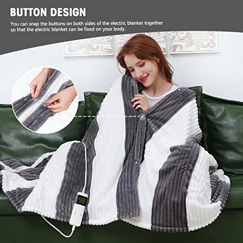 Octrot Heated Electric Throw Blankets, Plush Flannel Heating Electric Throw Blanket For Adults, Heated Fuzzy Sherpa Blanket Throw Electric, 10 Heat Settings & 8 Hours Auto Off, 50x62 Inch, Grey 6 Octrot Heated Electric Throw Blankets, Plush Flannel Heating Electric Throw Blanket For Adults, Heated Fuzzy Sherpa Blanket Throw Electric, 10 Heat Settings & 8 Hours Auto Off, 50x62 Inch, Grey - Image 4