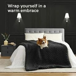 YnM Weighted Blanket, Hand Made Chunky Knit Weighted Throw Blanket For Sleep, Stress Or Home Décor, Rest And Relax In Style With YnM's Breathable Weighted Blankets (Dark Grey, 15lbs) -Electric Blankets Sales Store 51FS8wYX4UL