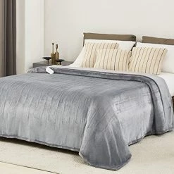 JKMAX Electric Heated Blanket, 90*100 Cozy Heated Blanket For Bed, 5 Heating Levels & 10 Hours Auto Off, Dual Controller Electric Blanket For Adults, Flannel Electric Throw Blanket, (90*100, Grey) 22 JKMAX Electric Heated Blanket, 90*100 Cozy Heated Blanket For Bed, 5 Heating Levels & 10 Hours Auto Off, Dual Controller Electric Blanket For Adults, Flannel Electric Throw Blanket, (90*100, Grey) -Electric Blankets Sales Store 51FT7tI9goL. AC