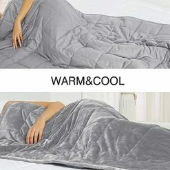 ALANSMA Reversible Weighted Blanket For All Season, Warm And Cool, Luxury Velvet, Enjoy Sleeping Anywhere Grey