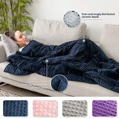 Sted Minky Dot Weighted Blanket 15 Lbs For Adult, Sherpa Breathable Fuzzy Ultra-Soft Fluffy Weighted Blanket For Sleep,Individual Use, Navy Blue 60"×80" 15 Lbs -Electric Blankets Sales Store 51GDJD31qQS