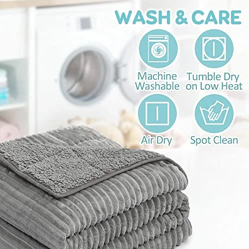 Topblan Weighted Blanket - Soft Sherpa Weighted Blanket 15 Pounds For Men & Women, Super Warm Heavy Fleece Weighted Blanket 48" X 72" , Grey 6 Topblan Weighted Blanket - Soft Sherpa Weighted Blanket 15 Pounds For Men & Women, Super Warm Heavy Fleece Weighted Blanket 48" X 72" , Grey - Image 4