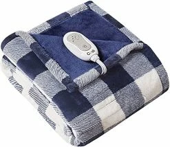 Codi Soft Plush Electric Heated Blanket Throw, Blue Plaid Microlight Therapedic Throws | 3 Heat Setting With Auto Shut Off, 6ft Power Cord, | Washable -Electric Blankets Sales Store 51GHoetrsAL. AC