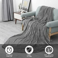 YANYEA Electric Heated Blanket Twin Size 62”x84” Flannel Ultra Soft Machine Washable 10 Hours Auto Off With 4 Heating Levels ETL & FCC Certified - Gray 12 YANYEA Electric Heated Blanket Twin Size 62”x84” Flannel Ultra Soft Machine Washable 10 Hours Auto Off With 4 Heating Levels ETL & FCC Certified - Gray -Electric Blankets Sales Store 51GKf0Gr79L