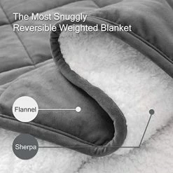 HBlife Sherpa Fleece Weighted Blanket For Adults, Oeko-Tex Certified 15 Lbs Thick Fuzzy Bed Blanket, Heavy Reversible Soft Fleece Blanket With Premium Glass Beads 60 X 80 Inches, Grey -Electric Blankets Sales Store 51GyvvYwZdL