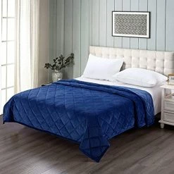 Manlinar Large(80"x87") Fleece King Weighted Blanket 20 Lbs, Warm Soft/Plush/Minky/Fuzzy/Fluffy/Weighted Blanket,King Size Weighted Blanket Adult For Queen/King Bed,Thick Weighted Throw Blanket,Grey Navy Blue -Electric Blankets Sales Store 51H52JI0bQL