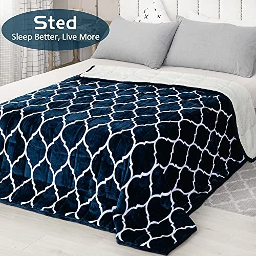Weighted Blanket 15 Lbs, Sted Weighted Blanket Twin Size, Sherpa Fleece Weighted Blanket For Adult, Dual Sided Soft Heavy Blanket With Premium Glass Beads, Machine Washable, Navy Blue 48"×72" 15 Lbs 9 Weighted Blanket 15 Lbs, Sted Weighted Blanket Twin Size, Sherpa Fleece Weighted Blanket For Adult, Dual Sided Soft Heavy Blanket With Premium Glass Beads, Machine Washable, Navy Blue 48"×72" 15 Lbs - Image 7