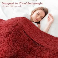 Topblan Faux Fur Weighted Blanket 20lbs, 60" X 80" Uniformed Color Sherpa Fleece Weighted Blanket Full Queen Size For Women Men Relaxing, Wine Red -Electric Blankets Sales Store 51HnoBOI5zL