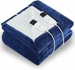 CYMULA Heated Blanket, Electric Throw Blanket, Heating Blanket Throw Size, Electric Blanket With 10 Heating Levels & 8 Hours Auto Off, Machine Washable, ETL Certified, Dark Grey 50"x60" Navy -Electric Blankets Sales Store 51I3caOZdkL. AC