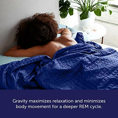 Gravity Blanket Cooling Weighted Blanket For Adults, 20 Lbs Navy 48"x72" Twin/Throw, Original Weighted Blanket For Sleep, Cotton Made Blanket With Washable Microfiber Duvet Cover & Zipper Fastening 4 Gravity Blanket Cooling Weighted Blanket For Adults, 20 Lbs Navy 48"x72" Twin/Throw, Original Weighted Blanket For Sleep, Cotton Made Blanket With Washable Microfiber Duvet Cover & Zipper Fastening - Image 2
