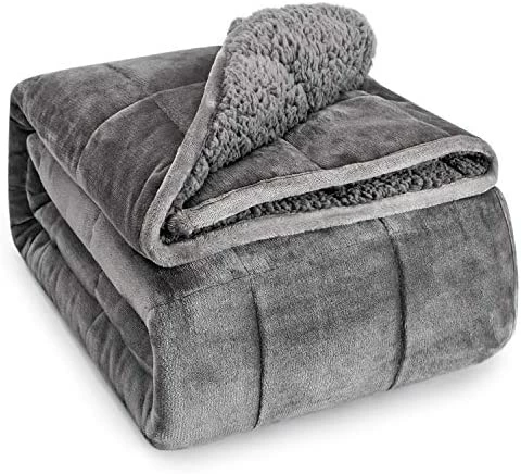Wemore Sherpa Fleece Weighted Blanket For Adult, 15 Lbs Dual Sided Cozy Fluffy Heavy Blanket, Ultra Fuzzy Throw Blanket With Soft Plush Flannel Top, 60 X 80 Inches Grey On Both Sides 11 Wemore Sherpa Fleece Weighted Blanket For Adult, 15 Lbs Dual Sided Cozy Fluffy Heavy Blanket, Ultra Fuzzy Throw Blanket With Soft Plush Flannel Top, 60 X 80 Inches Grey On Both Sides - Image 9
