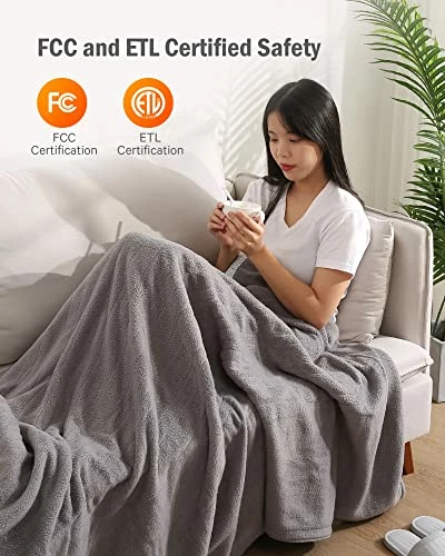 CURECURE Electric Blanket Twin Size 62 X 84 Inches, Heated Blanket With 4 Heating Levels And 9H Auto Shut Off, Fast Heat & ETL Certification, Home Office Use & Machine Washable 6 CURECURE Electric Blanket Twin Size 62 X 84 Inches, Heated Blanket With 4 Heating Levels And 9H Auto Shut Off, Fast Heat & ETL Certification, Home Office Use & Machine Washable - Image 4