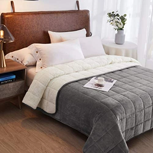 HomeSmart Products HomeSmart Weighted Throw Blanket For Adults & Kids (Light Grey & White 7lbs 48x60) | Duel Sided - Super Soft Fleece & Cozy Plush Sherpa Fabric On Opposite Side 17 HomeSmart Products HomeSmart Weighted Throw Blanket For Adults & Kids (Light Grey & White 7lbs 48x60) | Duel Sided - Super Soft Fleece & Cozy Plush Sherpa Fabric On Opposite Side - Image 15