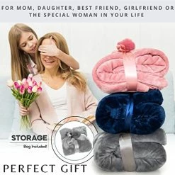 EzrAllora Grey Poncho Blanket For Women - No Sleeves - Fleece Wrap Shawl With Pockets - Wearable Throw Blanket - Warm Sherpa Throw - Lap Blanket -Gift For Mom And Grandma Rose -Electric Blankets Sales Store 51JZ5jYPKsL