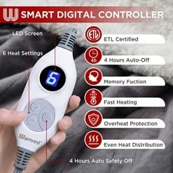 Warmrest Electric Throw Blanket Heated Blanket With 6 Heating Levels And 4 Hours Auto Shut Off, Flannel To Sherpa Super Cozy Heating Blanket, Machine Washable, 50" X 60", Charcoal -Electric Blankets Sales Store 51Ji64cY9UL