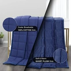 Haowaner Soft Minky Bottom +Cool Cotton Top Reversible Weighted Blanket, 20lbs Plush Blankets For Queen/King Size(80"x87") Bed, Weight Comforter With Fuzzy Heavy Throw For Adults And Couple, Blue 13 Haowaner Soft Minky Bottom +Cool Cotton Top Reversible Weighted Blanket, 20lbs Plush Blankets For Queen/King Size(80"x87") Bed, Weight Comforter With Fuzzy Heavy Throw For Adults And Couple, Blue -Electric Blankets Sales Store 51KImRfGqvL. AC