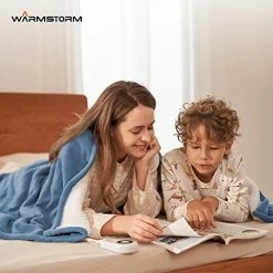 Warm Storm Electric Throw Blanket - 50x60 Inch Soft Light Blue Polar Fleece Sherpa Reversible Heated Blanket With 5 Heat Settings 4 Hours Auto Off, Machine Washable For Couch Home Office -Electric Blankets Sales Store 51KJoGbJxCL