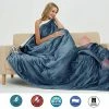 Marquess King Electric Blanket Washable With Dual Controllers, Heated Sherpa & Reversible Flannel Warm Blanket Throw, Oversized Fast Heating With 10 Settings/Safety 10 Hours Auto-Off(100X90'' Navy Blue) -Electric Blankets Sales Store 51KLHNyrC8L