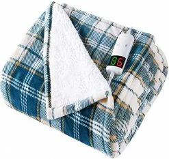 Greenoak Heated Electric Throw Blanket, 10 Heating Levels Electric Lap Thick Blankets For Adults, Soft Heat Electric Blanket Sherpa With 5-Position Timer, Machine Washable (50” X 62”,Blue Plaid) -Electric Blankets Sales Store 51Kwxo8hlWL. AC