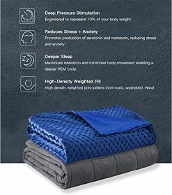 SNSH Weighted Blanket Queen Size With Cover Premium Glass Beads (60"x80" | 20 Lbs, Dark Grey + Navy Cover) 10 SNSH Weighted Blanket Queen Size With Cover Premium Glass Beads (60"x80" | 20 Lbs, Dark Grey + Navy Cover) -Electric Blankets Sales Store 51L6pyojnjL