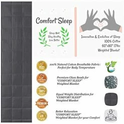 Comfort Sleep Weighted Blanket Queen Size, 60" X 80", 17 Lbs, Dark Gray, 100% Cotton Material With Premium Glass Beads (17) -Electric Blankets Sales Store 51LIY8CyC6L