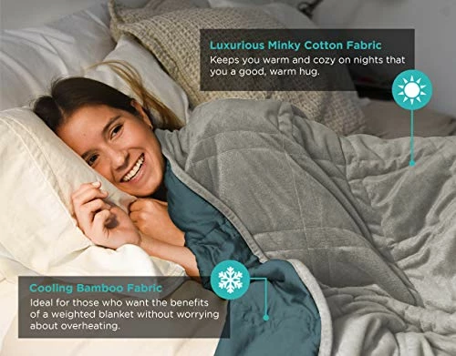 Gentle Living Reversible Heating & Cooling Weighted Blanket With A Soft Minky Side And Cool Bamboo Side - 15 Pound Weighted Blanket Twin Size To Relax And Unwind In The Couch, Bed, And Work (48"x72") 6 Gentle Living Reversible Heating & Cooling Weighted Blanket With A Soft Minky Side And Cool Bamboo Side - 15 Pound Weighted Blanket Twin Size To Relax And Unwind In The Couch, Bed, And Work (48"x72") - Image 4