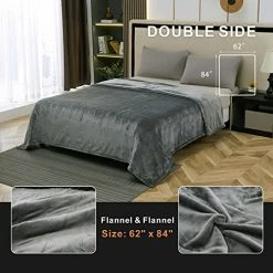 BESTCHIC Electric Heated Blanket Twin Size 62" X 84", Fast Heating Blanket 100% Polyester Soft Flannel, 4 Heating Levels 10 Hours Auto-Off, ETL Certified Dual Controllers, Machine Washable (Grey) Gray-flannel & Sherpa -Electric Blankets Sales Store 51LRao35F8L