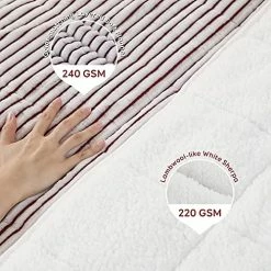 Weighted Blanket 15lbs For Adults, Netoolen 60x80in Dual Sided Sherpa Fleece Striped Flannel Heavy Thick Soft Cozy Fuzzy Bed Blanket For Bedroom Sofa Car, Red (60''*80'',15 Pounds) Navy Blue -Electric Blankets Sales Store 51LWpRFJeFL