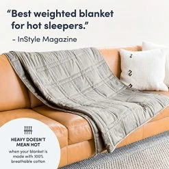 Baloo Weighted Blanket Throw Size - 12 Lbs (42x72 Inches) - Eco-Luxury Soft Cool Cotton In Silver Sage - Lead-Free Glass Beads - Double Quilted Personal Size -Electric Blankets Sales Store 51LYIgQLFlL