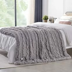 RHEIN HOME Electric Heated Throw Blanket 50''x60'' - Velvety Soft Fast Heating Blanket Machine Washable With 4 Heat Settings 3H Auto Off Over-Heat Protection (Gray)