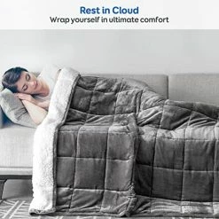 Sherpa Fleece Weighted Blanket 15 Pounds Queen Size 60” X 80”, Cottonblue Heavy Weighted Blankets For Adults Perfect For 150-210 Lbs, Soft Cozy Fuzzy Weighted Blanket 60x80 Inches, Idea Gifts, Gray -Electric Blankets Sales Store 51MrdztXjUL