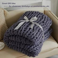 Convetu Chunky Knit Blanket Chenille Handwoven, Chunky Washable Knitting Blanket Chunky Knit Blanket Throw, Chunky Knitted Blanket Chunky Throw Blanket Chunky Blanket Kit (Grey, 40"x40") -Electric Blankets Sales Store 51NwofSBNBL