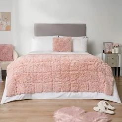 Sienna Fluffy Fleece Weighted Blanket Throw - Blush, 49" X 71" - 6kg -Electric Blankets Sales Store 51Nz38awdpL