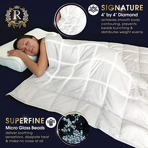 Royal Therapy Weighted Blanket - Heavy 100% Cotton Blankets With Premium Glass Beads (60''x80'' 20lbs, French Grey), Suitable For One Person (~200lb) - Use On Queen/King Bed 4 Royal Therapy Weighted Blanket - Heavy 100% Cotton Blankets With Premium Glass Beads (60''x80'' 20lbs, French Grey), Suitable For One Person (~200lb) - Use On Queen/King Bed - Image 2